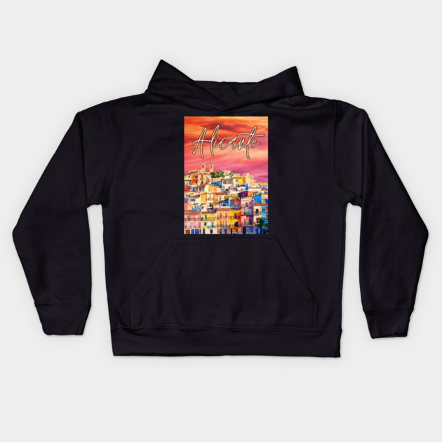 Alicante Vibrant Travel Poster – Colorful Spain Art Print Kids Hoodie by TuncGK