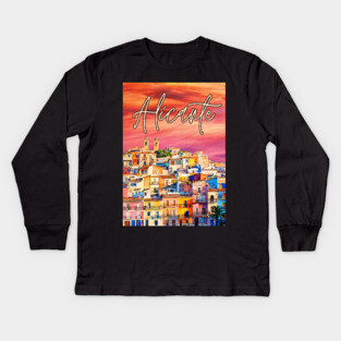 Alicante Vibrant Travel Poster – Colorful Spain Art Print Kids Long Sleeve T-Shirt