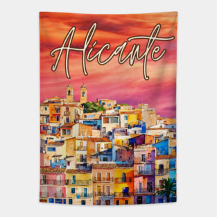 Alicante Vibrant Travel Poster – Colorful Spain Art Print Tapestry