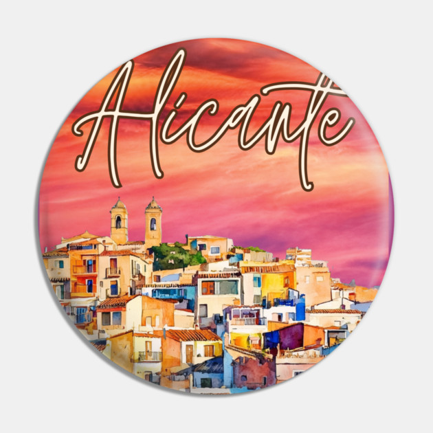 Alicante Vibrant Travel Poster – Colorful Spain Art Print Pin by TuncGK