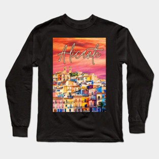 Alicante Vibrant Travel Poster – Colorful Spain Art Print Long Sleeve T-Shirt