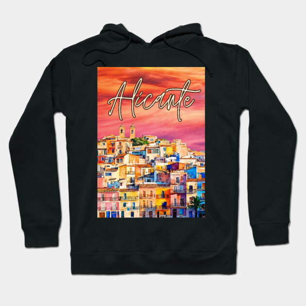 Alicante Vibrant Travel Poster – Colorful Spain Art Print Hoodie by TuncGK