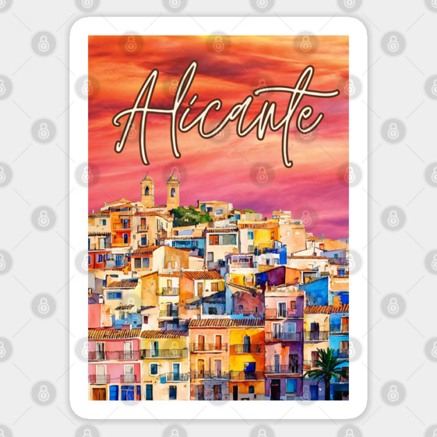 Alicante Vibrant Travel Poster – Colorful Spain Art Print Sticker by TuncGK