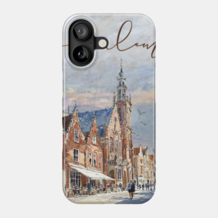 Haarlem Historic Dutch City Print – Watercolor Travel Poster Phone Case