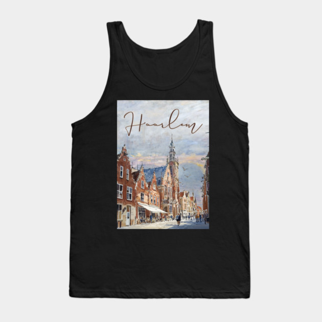 Haarlem Historic Dutch City Print – Watercolor Travel Poster Tank Top by TuncGK