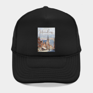 Haarlem Historic Dutch City Print – Watercolor Travel Poster Hat