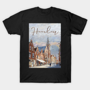 Haarlem Historic Dutch City Print – Watercolor Travel Poster T-Shirt