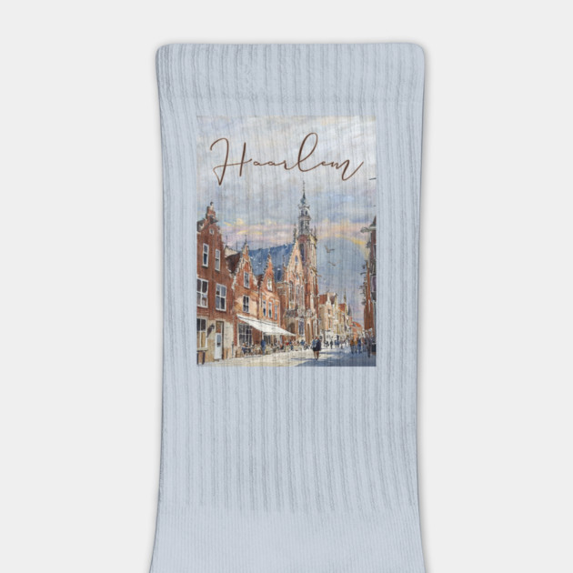 Haarlem Historic Dutch City Print – Watercolor Travel Poster by TuncGK