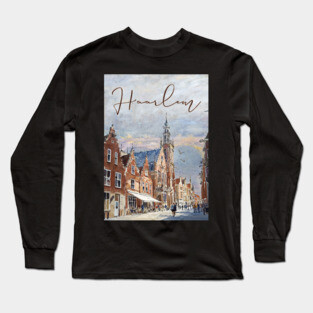 Haarlem Historic Dutch City Print – Watercolor Travel Poster Long Sleeve T-Shirt