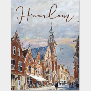 Haarlem Historic Dutch City Print – Watercolor Travel Poster Posters and Art