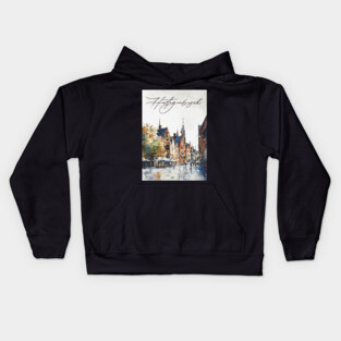 Hertogenbosch Winter Skyline Print – Watercolor Dutch City Poster Kids Hoodie