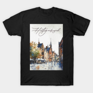 Hertogenbosch Winter Skyline Print – Watercolor Dutch City Poster T-Shirt