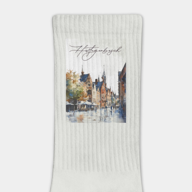 Hertogenbosch Winter Skyline Print – Watercolor Dutch City Poster by TuncGK