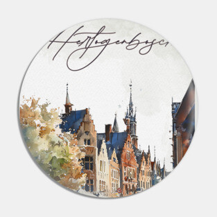 Hertogenbosch Winter Skyline Print – Watercolor Dutch City Poster Pin