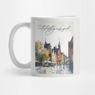 Hertogenbosch Winter Skyline Print – Watercolor Dutch City Poster Mug