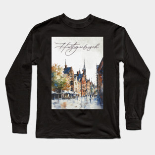 Hertogenbosch Winter Skyline Print – Watercolor Dutch City Poster Long Sleeve T-Shirt