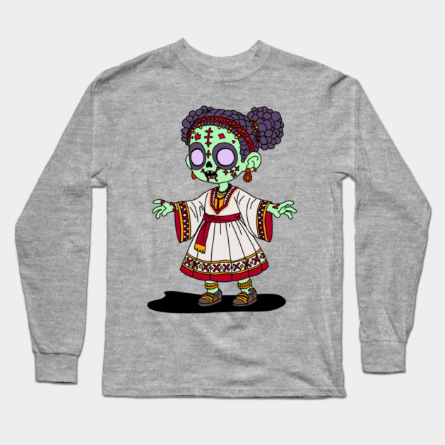 Cute Ethiopian Zombie Long Sleeve T-Shirt by H. R. Sinclair