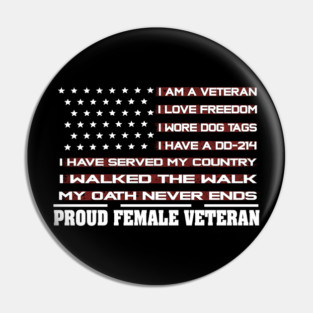 Proud Female Veteran Pin