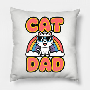 Rainbow Cat Dad Pillow