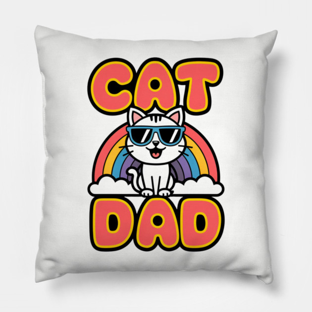 Rainbow Cat Dad Pillow by Pete the Cat Guy