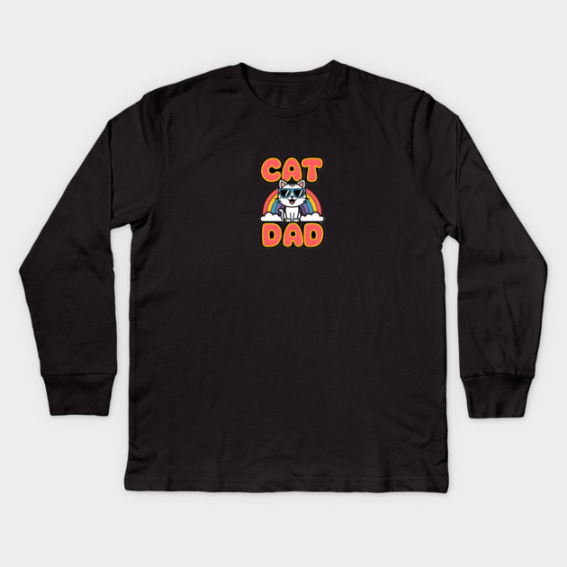 Rainbow Cat Dad Kids Long Sleeve T-Shirt by Pete the Cat Guy