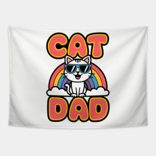 Rainbow Cat Dad Tapestry