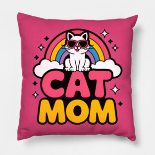 Rainbow Cat Mom Pillow