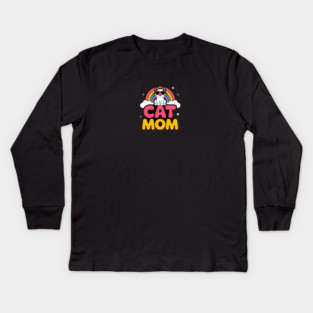 Rainbow Cat Mom Kids Long Sleeve T-Shirt
