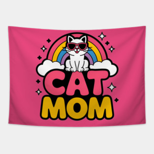 Rainbow Cat Mom Tapestry