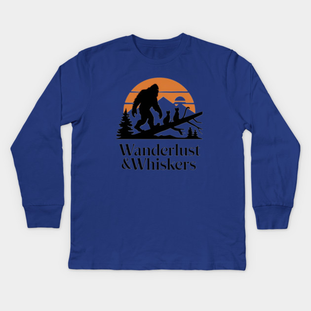 Wanderlust & Whiskers Kids Long Sleeve T-Shirt by Pete the Cat Guy
