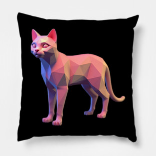 3D Pixel Cat Art Pillow
