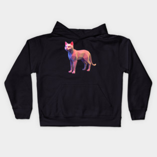 3D Pixel Cat Art Kids Hoodie