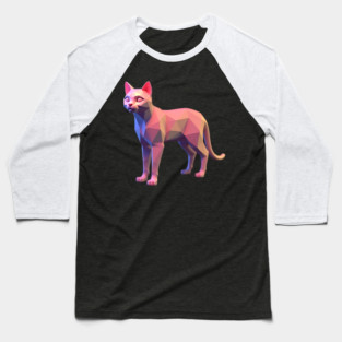 3D Pixel Cat Art Baseball T-Shirt