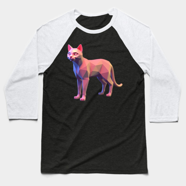 3D Pixel Cat Art Baseball T-Shirt by animegirlnft