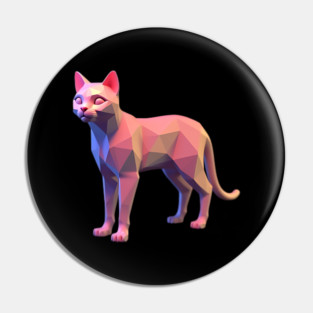 3D Pixel Cat Art Pin