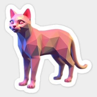 3D Pixel Cat Art Sticker