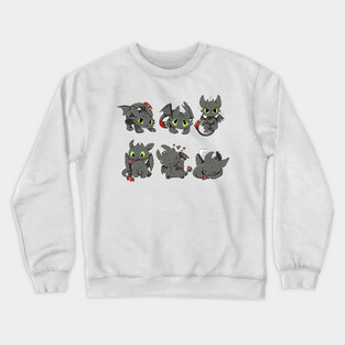 Toothless set, cute character how to train your dragon, kids cute design Crewneck Sweatshirt