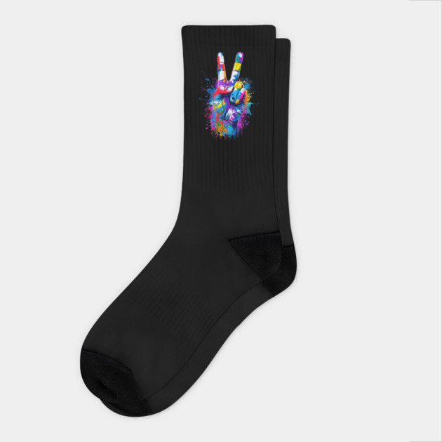 Graffiti Peace: Urban Pop Art Vibes Socks by Steve