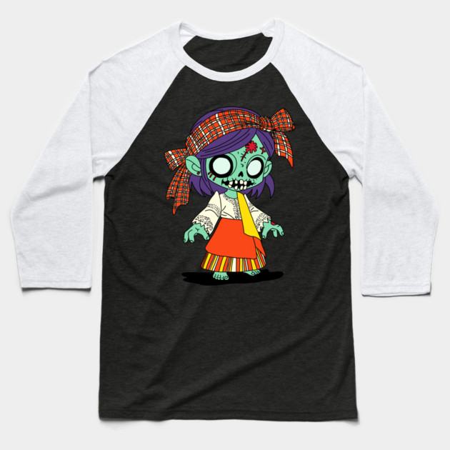 Cute Filipino Zombie Baseball T-Shirt by H. R. Sinclair