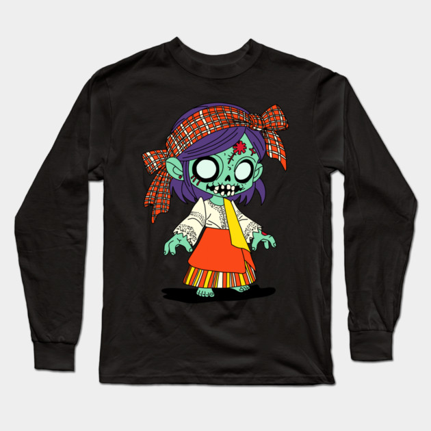 Cute Filipino Zombie Long Sleeve T-Shirt by H. R. Sinclair