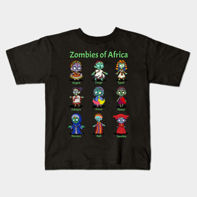 Zombies of Africa Kids T-Shirt by H. R. Sinclair