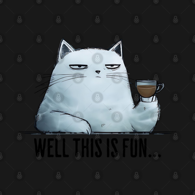 Well this is fun... snarky sarcastic cat having coffee by Luxinda