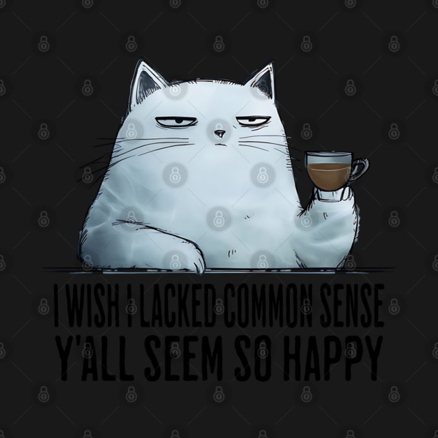 I Wish I Lacked Common Sense Y'All Seem So Happy snarky cat by Luxinda