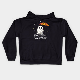 Boo-tiful Weather Ghost with Umbrella Kids Hoodie