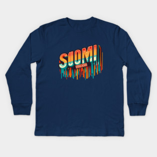 Suomi Retro Vibes: A Bold Twist on Classic Finnish Design Kids Long Sleeve T-Shirt