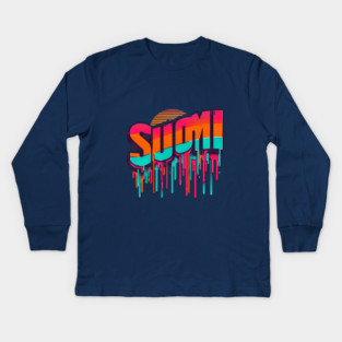 Suomi Retro Vibes: A Bold Twist on Classic Finnish Design Kids Long Sleeve T-Shirt