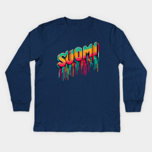 Suomi-Finland Retro Nostalgic Vintage Kids Long Sleeve T-Shirt