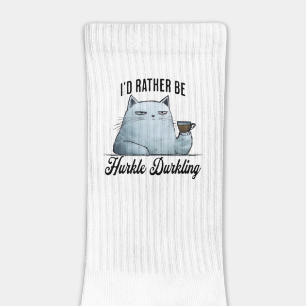 I'd Rather Be Hurkle Durkling, tired coffee-drinking cat by Luxinda