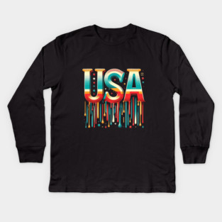 Vintage USA: A Retro Tribute to American Spirit Kids Long Sleeve T-Shirt