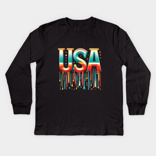 Vintage USA: A Retro Tribute to American Spirit Kids Long Sleeve T-Shirt by Ben's Store 1